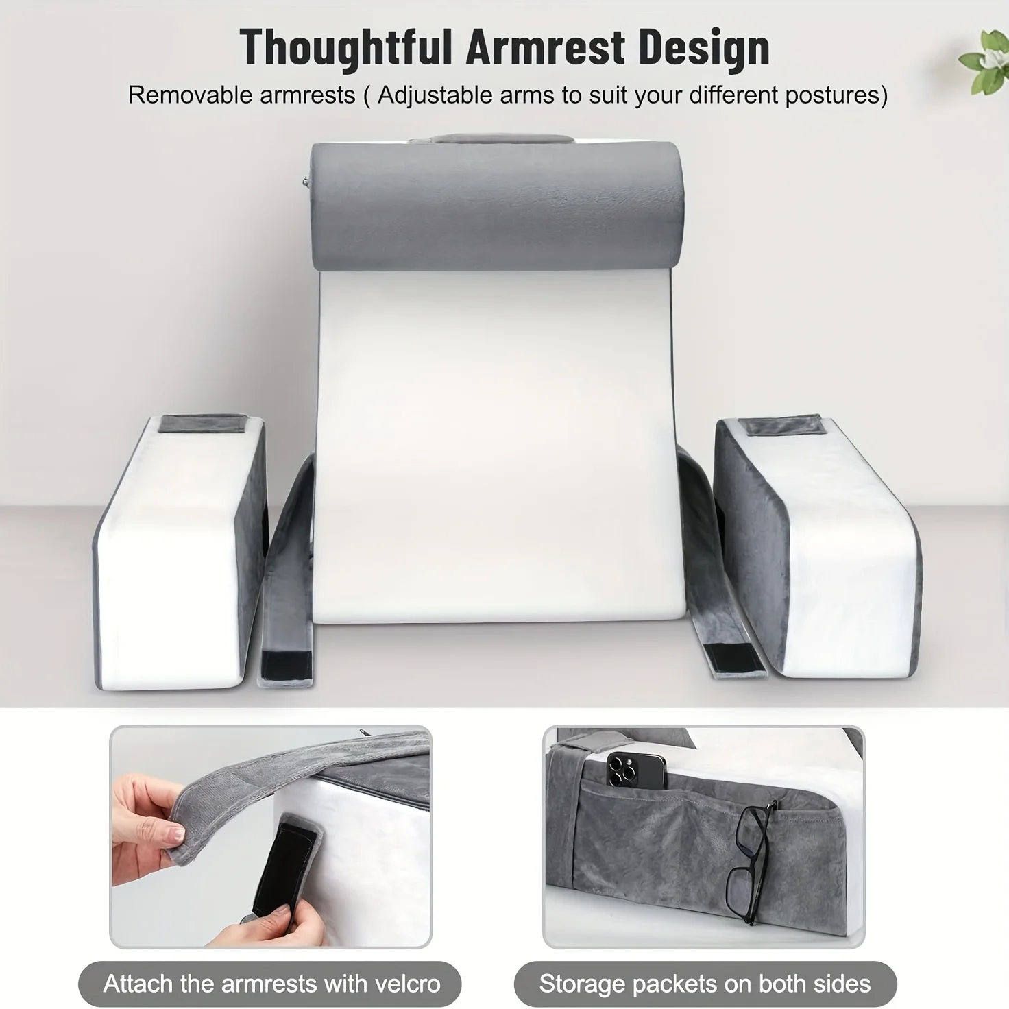 Reading Pillow — cervical roll detail